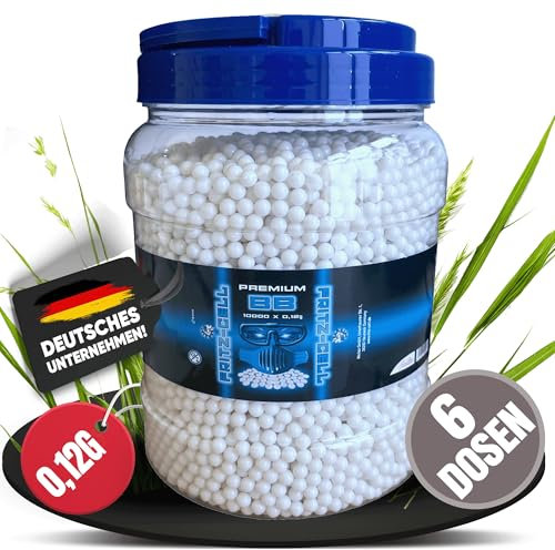 6 x Airsoft Softair Kugeln Fritz-Cell BBS 6 mm 0,12g 10000 Stück im praktischen Behälter