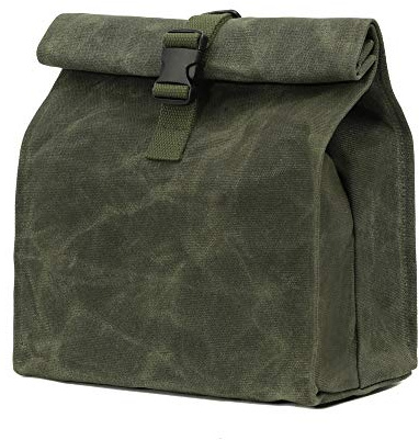 Kaaltisy Mittagessen-Tasche aus gewachstem Segeltuch, wasserdichte und wiederverwendbare Lunch-Tasche mit verstellbarer Schnalle, Harte Haptik