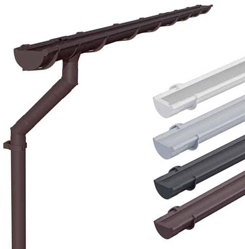 INEFA guttering kit NW100 100mm PVC Half Round - 6m Dark Brown Gutter for 1 roof Side - rainwater Gutter for shed carport