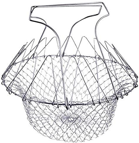 Multifuncional Freír Cesta,Colador de Cesta de FreíR,Plegable Colador de Cesta de Cocción Cesta, Aplicar para Papas Fritas, Verduras, Ensaladas, Frutas,Fritos Herramienta de Cocina