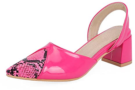 CUTEHEELS Decolleté da donna con tacco a punta e tacco a blocco, Fucsia, 42 EU