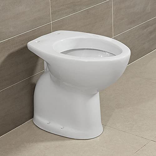 Inbagno WC per Anziani con Scarico a Pavimento, H. 48 cm, Design ergonomico in Ceramica Bianca Lucida