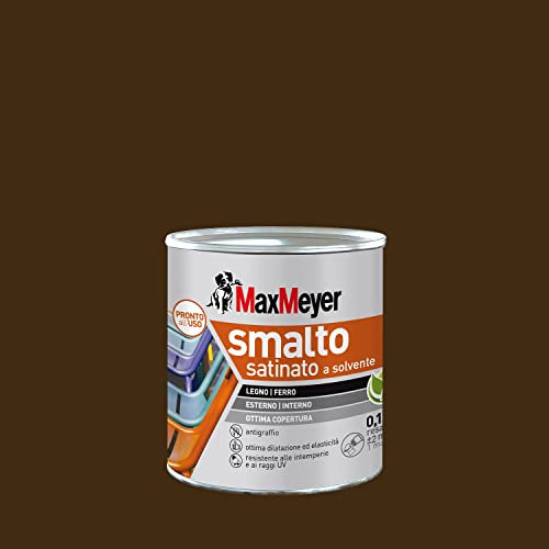 MAXMEYER Smalto a solvente per ferro e legno satinato TESTA DI MORO R8017 0,125 L