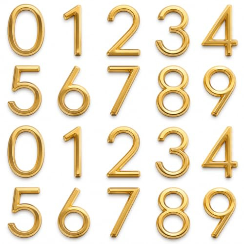 lyfLux 2 Inch Self Adhesive Mailbox Numbers 0-9, Gold House Numbers Stickers, 20 Pack Waterproof Door Address Numbers for Outdoor Mailbox, Apartment, Offices, Home Decoration