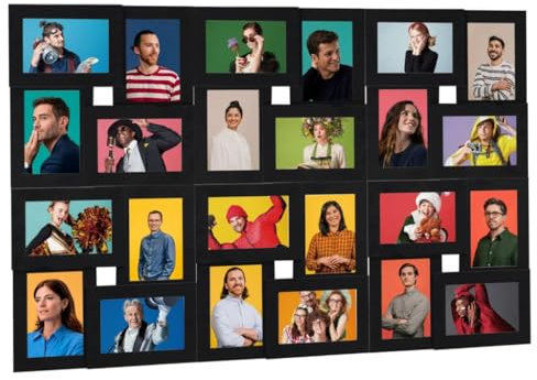 vidaXL Collage Bilderrahmen für 24x(13x18cm) Fotos Fotorahmen Posterrahmen Objektrahmen Bilder Foto Poster Rahmen Bildergalerie Schwarz MDF