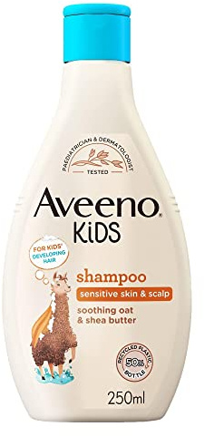 Aveeno Baby Shampoo per bambini da 250 ml, arricchito con avena lenitiva e burro di karité, shampoo per bambini sviluppato per il tuo piccolo supereroe, set di articoli da toeletta per bambini