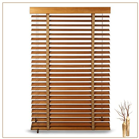 Holzjalousien,Jalousie 45cm 60cm 70cm 75cm 80cm 90cm 100cm 105cm 110cm 120cm,Für Türen Fenster,Sichtschutz/Verdunklung/Wärmedämmung Echtholz Jalousette,Easy Fit Jalousetten,W×H-60x110cm/23.5x43in