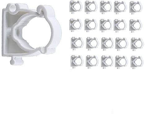 Lot de 20 Colliers de Serrage de 25 mm en PVC pour Tuyau d'eau - Clips Fixes pour Tuyau de Gaz - Clips de Filetage en Plastique - Boucle Fixe - Blanc