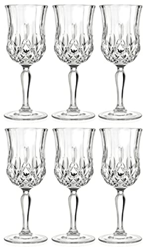 Barski Wine Glass - Goblet - Red Wine - White Wine - Water Glass - Stemmed Glasses - Set of 6 Goblets - Crystal like Glass - 7.75 oz. Beautifully - Cut Crystal - Designed Made in Europe