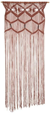 Atmosphera – Vorhang Makramee Garn aus Baumwolle Zimtbraun und Holzperlen 90 x 200 cm