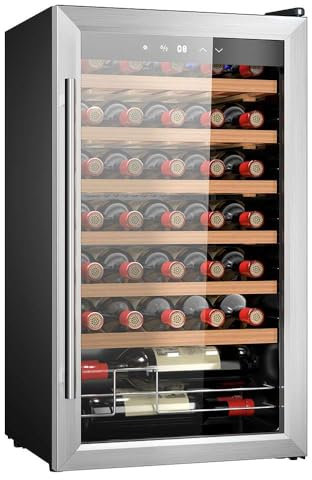Cecotec Vinoteca 34 botellas Bolero grandsommelier 34030 inox compressor, 80 L, Enfriamiento por compresor, Temperatura regulable de 5 a 18ºC, Control táctil, Display, LED interior.