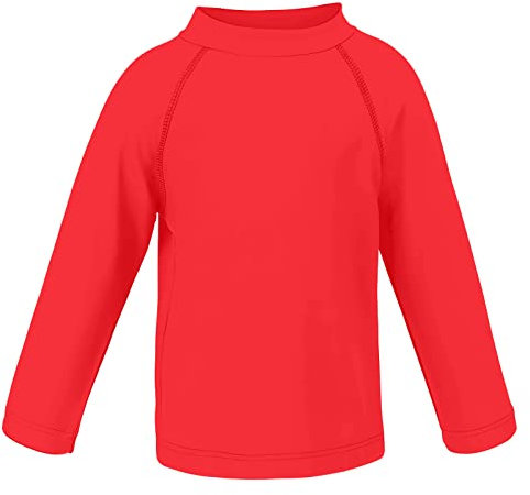TIZAX Kinder Jungen Sonnenschutz Schwimmshirt Langarm UV Badeshirt Badebekleidung Schnelltrocknend für Kinder Rot 4 Jahre/104