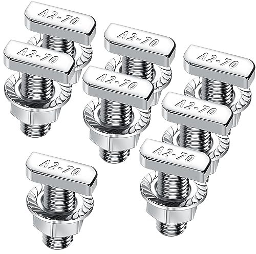 Viti a testa martello, M10 x 25, in acciaio inox A2, 70,8 pezzi, con dadi di blocco, dadi flangiati M10, per binari di montaggio solare PV, serra e fotovoltaico