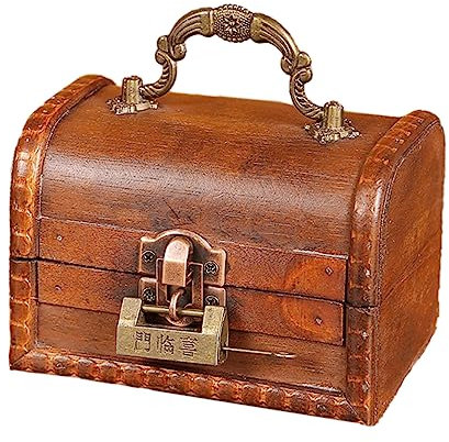 Holz Schatztruhe Box,Vintage Holz Schatztruhe,Vintage Look Kleine Piratenschatztruhe Holz-Schatzkisten Schatztruhen Aus Holz,Aufbewahrungsbox mit Griff Geeignet für Aufbewahren Und Dekorieren,Braun A
