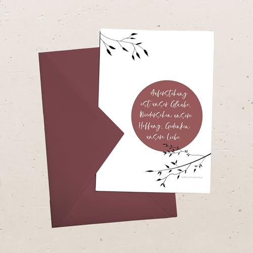 Christliche Trauerkarte “Auferstehung”, Postkarte oder Grußkarte, auf Wunsch mit farblich passendem Briefumschlag, Format A6 (Grußkarte mit Briefumschlag)