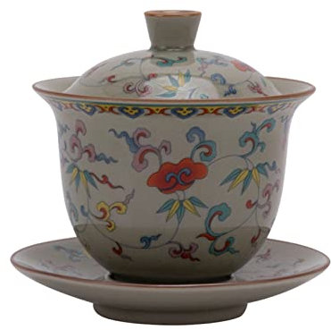 Tazón Taza de té Tazón de té con Tapa Tapa de infusión de té Individual Tazón Juego de té de Porcelana para el hogar (D 9,7 cm)