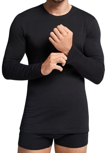 Intimitaly Irge Maglia Termica Uomo Manica Lunga (Pacco da 2) in Caldo Cotone Interlock (M, Nero)