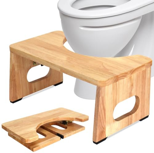 Yose Toilettenhocker, faltbar, 17,8 cm, Kothocker für Badezimmer, Toilettenhocker für Erwachsene, verdickter Bambus-Töpfchenhocker mit 180 kg Unterstützung und rutschfesten Pads, für bessere