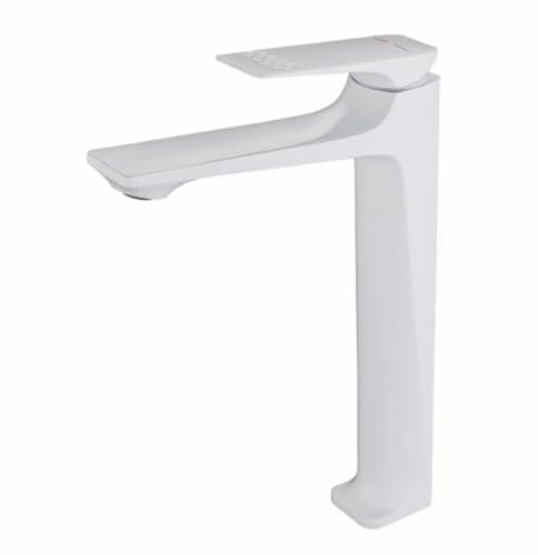 Robinets De Lavabo Pour Salle De Bain Mitigeur Monocommande Mitigeur Vasque à Poser Robinet Lave Main Monotrou Tout Cuivre Mélange Chaud Et Froid,Blanc,haut