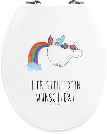 Mr. & Mrs. Panda Personalisierte Klobrille Einhorn Fliegendes Pferd - Geschenke, Toilettendeckel mit Spruch, Glitzer, Klodeckel Wunschtext, Unicorn, Personalisiert, WC Deckel, Regenbogen, Realität