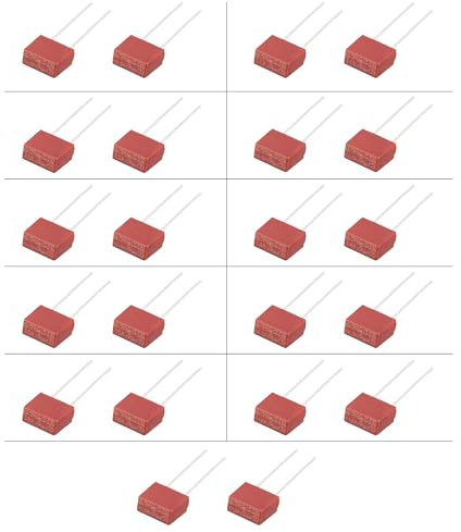 Set mit 22 Stück 11 Werten, Feinsicherungen Schmelzsicherungen TE5 392, zum Löten auf rote, rechteckige Leiterplatten, 0,5 A, 1 A, 2 A, 2,5 A, 3,15 A, 4 A, 5 A, 6,3 A, 8 A, 10 A, 15 A