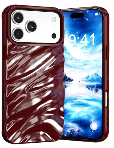 GANGANPRO Carina Custodia Compatibile con iPhone 15,Forma Cornice Riccia Della d'onda Che Assorbe Gli urti Protettiva Custodia con multicaduta Protezione 6.1 Pollici - Bordeaux