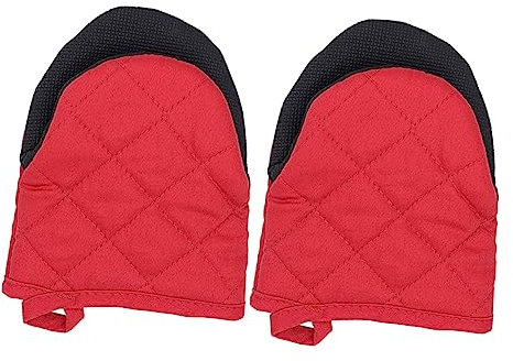 Alipis Microwave Oven Gloves Heat Insulation Mini Heat-resistant Cooking Gloves Pair Red for Kitchen Baking Protection