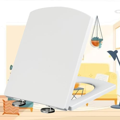 Toilettendeckel mit Absenkautomatik Weiß Abnehmbar Antibakterieller Toilettensitze Abnehmbare Rutschfester Wc Deckel Abnehmbar Top-Installation,white-37 * 47cm