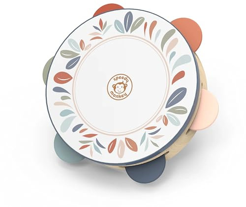 Speedy Monkey Tambourin SP5003-17,7 x 17,7 x 4,5 cm - Multicolore - Jouet pour Enfants - Détails soignés - Excellente idée Cadeau