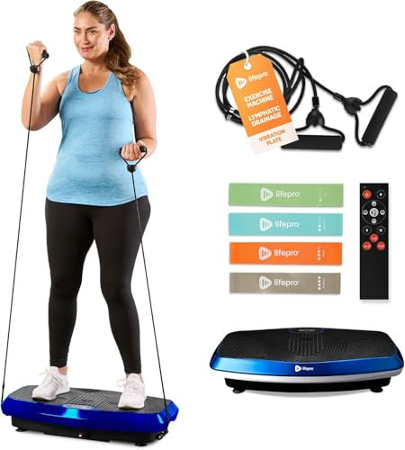 LifePro Hovert 3D Vibration Plate, Full Body Exercise Machine with Dual Motors, Lymphatic Drainage & Fitness Workout Platform with Remote, Bands & 99 Speed Levels (Blue)