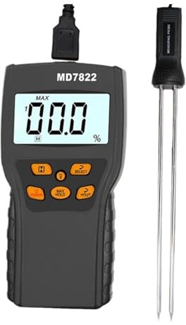 per legname, legna da ardere, muri, materiali da costruzione MD7822 Misuratore di umidità digitale for cereali Sonda altamente sensibile Tester di umidità Igrometro di ricarica USB Rilevatore di tempe