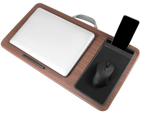 OSALADI Portable Lap Desk Laptop Tray with Mouse Pad and Device Ledge for Adults, Wood Grain Bed Laptop Table Stand Suitable for Couch, Bed Study and Home Office Use