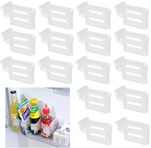 QOMJUFA Organizador de Frigorífico, 16 Pcs Divisores para Frigorífico, Organizador Ajustable para Frigorífico, Separadores Cajón Frigorífico, Separador de Cajones Ajustable para Frigorífico