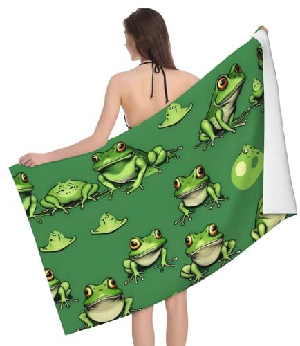 Herren Damen Badetuch Groß Lustige Grüne Frösche Reisehandtuch Erwachsene Microfaser Handtücher Kinder Strandtuch Für Spas Sauna Pool