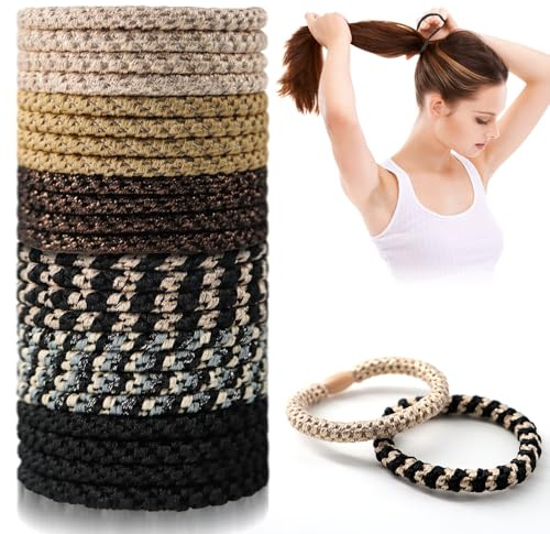 ZOCONE Lot de 24 Élastiques à Cheveux Femmes multicolores tressés à la mode Elastique Attaches de Câbles Élastiques, Élastique à Queue de Cheval à la Mode pour Cheveux épais et Cheveux bouclés (B)