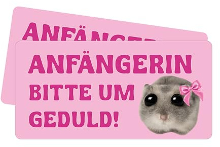 PrintAttack P022 Neuer Fahrer Bitte Seien Sie Nett Autoaufkleber – 14x7cm 2er Set New Driver Sticker Keep Distance Fahranfänger Auto Aufkleber Lustiger Hamster (Deutsch)