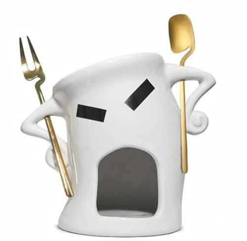 Chocolate Fondue Mug with Attitude, Cheese, Candy Mini Ceramic Fondue Mugs Gift Set with Forks & Scoop - Sweet Fondues Cup Set for Gifts, Parties, Cozy Nights (Food-Safe Ceramic)