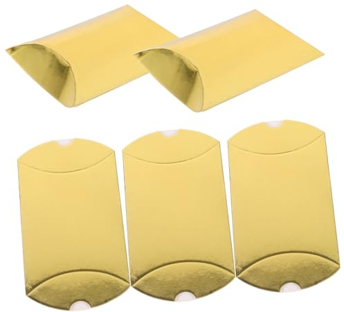 Ciieeo Süßigkeitenboxen Zarte und Praktische 20 Stück aus Papier Kissenförmige Bonbonboxen Selbstgemacht Geschenkverpackungen Goldfarbene Keksschachteln für Party und Geschenke
