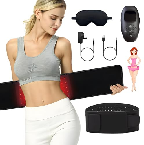 Lumalean Pro Slimming Belt, Adjustabl Belts for Toning, Contouring Relaxation Supports Back Shoulder Arm Complimentary Eye Mask (Black）
