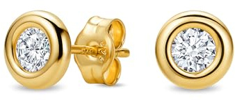 OROVI Ohrringe Gold, 14 k(585) Gelbgold/Weißgold, Diamant Ohrstecker 0.12 Ct/ 0.20 Ct/ 0.50 Ct, Ohrringe Männer/Damen, Ohrstecker Gold, Schmuck Damen, Hypoallergener Schmuck, inkl. Edler Schmuckbox