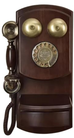HJMMWT Telefono con Filo con quadrante Classico, Linea Fissa in Legno retrò Vecchio Stile con Campanello in Metallo, Funzione di ricomposizione, per la Decorazione Domestica