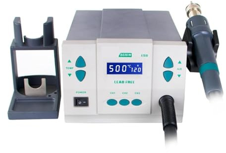 Estacion de Soldadura, Soldadores Eléctricos + Pistola De Aire Caliente Mejor Estación De Reparación SMD Sin Plomo 1000W