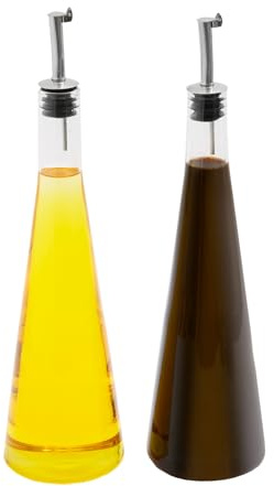 Basilico® 2er-Set Ölflaschen - Glasflaschen für Essig & Öl – vielseitige Einsatzmöglichkeiten – verschließbarer Ausgießer - 500 ml pro Flasche
