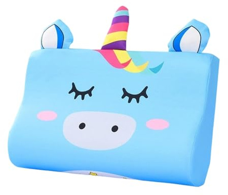 Hojalis Cute Unicorn Design Children's Pillow, Ergonomic Memory Foam Kids Pillow with Pillowcase, Head & Neck Support Pillow for Kids, Perfect for Home, Travel & Preschool Naps, 46x26x6 cm (Unicorn)