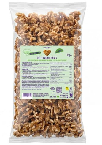 nut&me Nueces peladas enteras 1 kg | Sin gluten ni aditivos, Dieta keto, Alto en fibra, Fuente de hierro, Snack crujiente alto en Omega 3