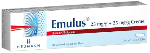 Emulus 25 mg/g + 25 mg/g Creme: Betäubungscreme mit Lidocain und Prilocain zur lokalen Betäubung der Haut bei schmerzhaften Behandlungen, 30 g Creme