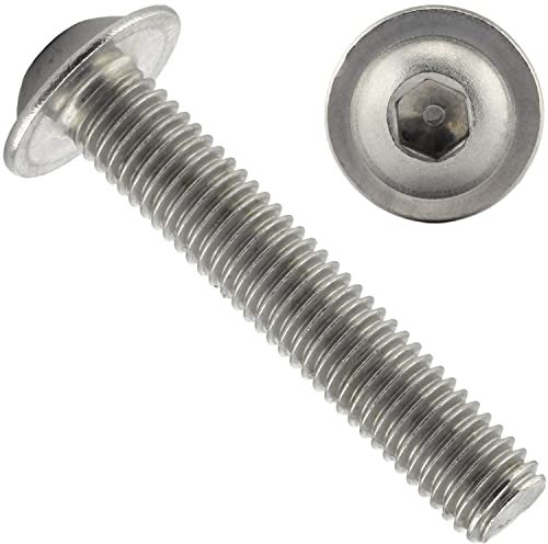 OPIOL QUALITY® Linsenkopfschrauben mit Flansch und Innensechskant ISO 7380 M8x10 mm aus Edelstahl A2 V2A (20 Stück) Flachkopfschrauben Vollgewinde Flanschschraube Rostfreier Edelstahl