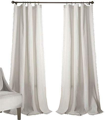 Lush Decor Rosalie - Tende per finestra in stile rustico per soggiorno, sala da pranzo e camera da letto (coppia), 137,2 x 274,3 cm (larghezza x lunghezza), bianco sporco