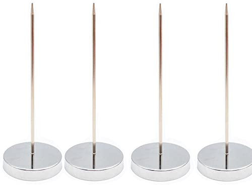 Paquete de 4 soportes de papel para barra recta de escritorio, tenedor de recibos de cheques, soporte de recibos de acero inoxidable, pincho de papel, 140 mm (plateado)