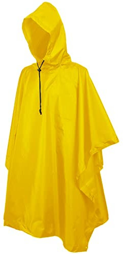 Sensong Regenponcho Wasserdicht Regencape mit Kapuze Multifunktionales Regenmantel Wiederverwendbar Regenkleidung Faltbare Ripstop Damen Herren für Wandern Camping Angeln Täglichen Gebrauch Gelb